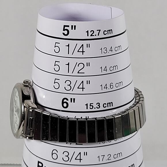 Women’s Stretch Band Watch Large Numbers Silver Tone Quartz - Picture 8 of 11